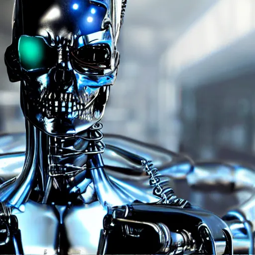 Image similar to terminator t-1000 cyberpunk style, ultra realistic, cinematic,