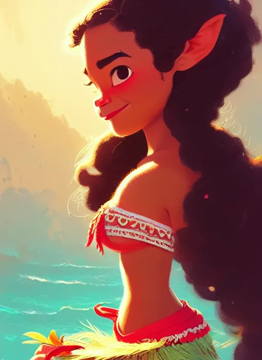 Image similar to dream highly detailed portrait of disney's princess moana, magnificent, photographic realistic background, by atey ghailan, by greg rutkowski, by greg tocchini, by james gilleard, by joe fenton, by kaethe butcher, trending on instagram, award winning details
