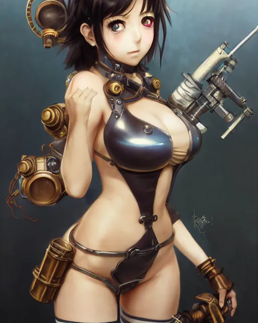 Prompt: portrait Anime Girl in bikini armor steampunk cute-fine-face, pretty face, realistic shaded Perfect face, fine details. Anime. Bioshock steampunk realistic shaded lighting by katsuhiro otomo ghost-in-the-shell, magali villeneuve, artgerm, rutkowski Jeremy Lipkin and Giuseppe Dangelico Pino and Michael Garmash and Rob Rey