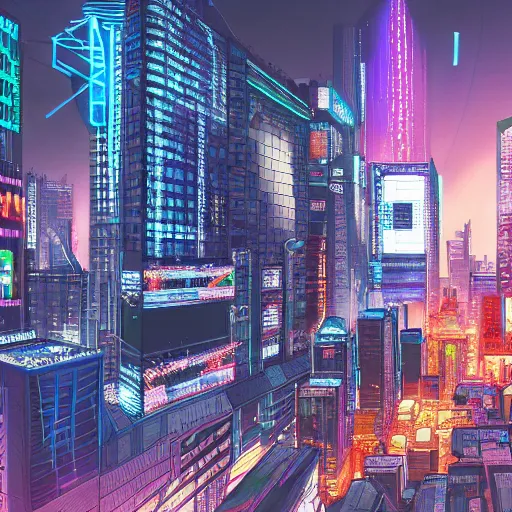 Prompt: cryptocurrency cyberpunk city