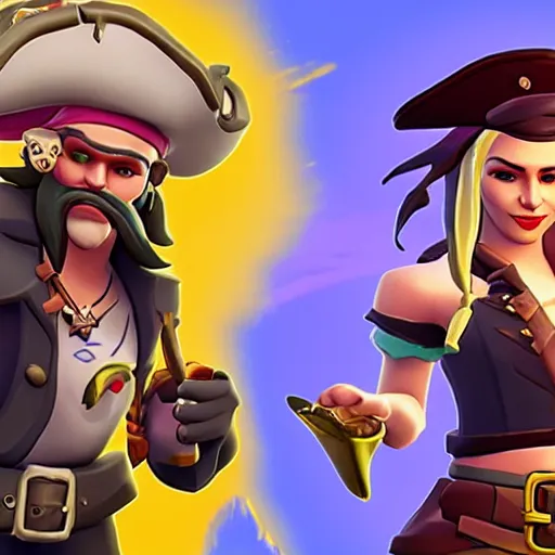 Image similar to pirate and mermaid on sea of thieves game avatar hero