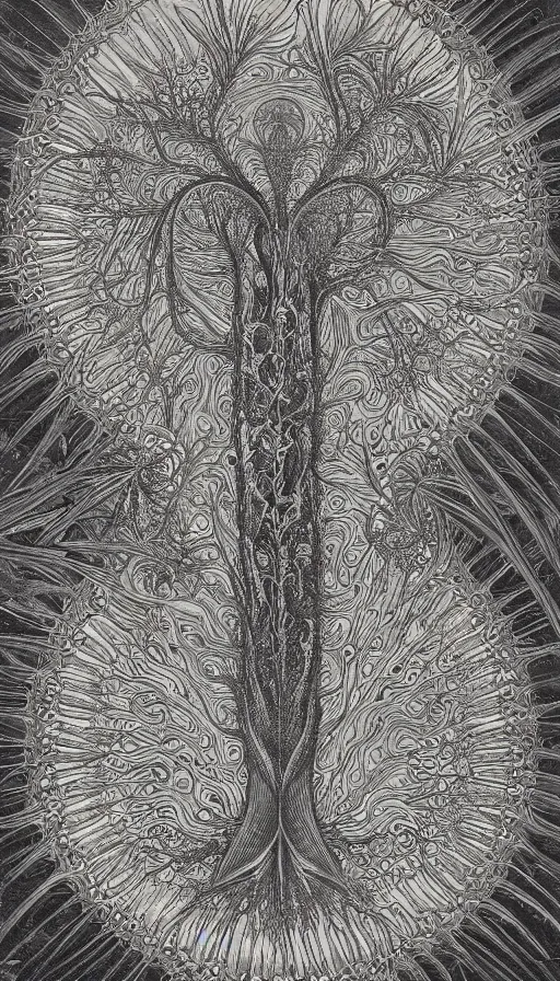 Image similar to techno artwork, by ernst haeckel