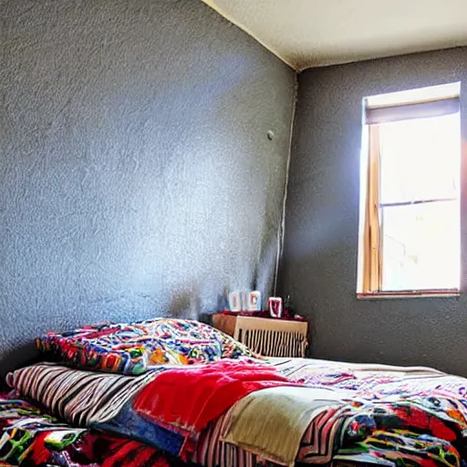 Image similar to bedroom completely filled with empty soda bottles