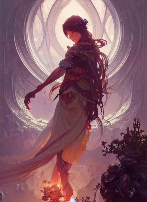 Prompt: : sango fantasy, fantasy magic, , intricate, sharp focus, illustration, highly detailed, digital painting, concept art, matte, art by WLOP and Artgerm and Greg Rutkowski and Alphonse Mucha, masterpiece