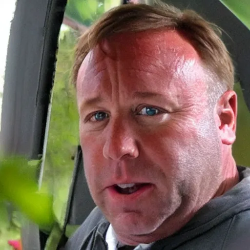 Prompt: Alex Jones turning into a frog