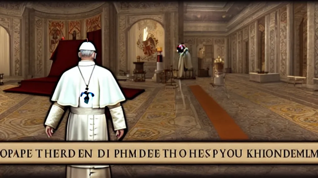 Prompt: pope simulator 2 k 1 5 video game loading screen