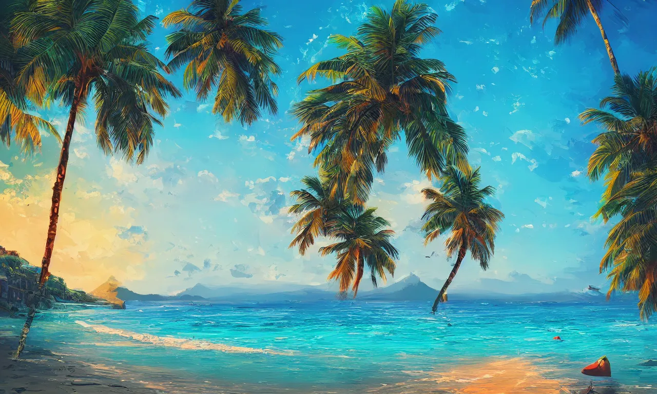 Image similar to paradise beach by alena aenami artworks in 4 k