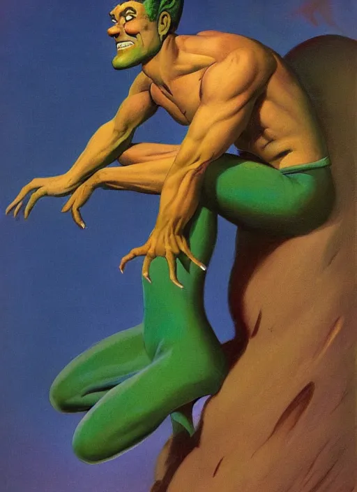 Image similar to portrait of gumby as reimagined by frank frazetta and boris vallejo