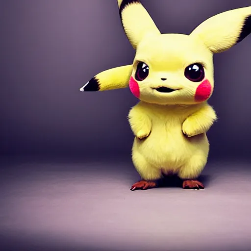 Prompt: model cute detective pikachu sneezing at a model photoshoot studio lighting by annie leibovitz