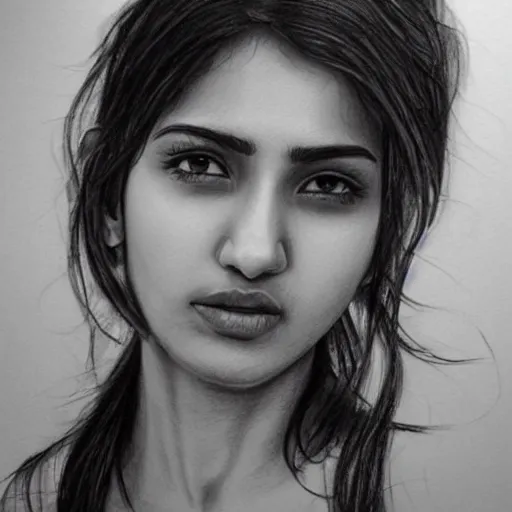 Image similar to pencil sketch of anya chalotra. detailed. beautiful. realistic.