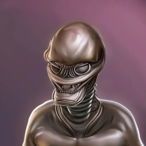 Image similar to realistic digital art of aliens meme guy as an alien