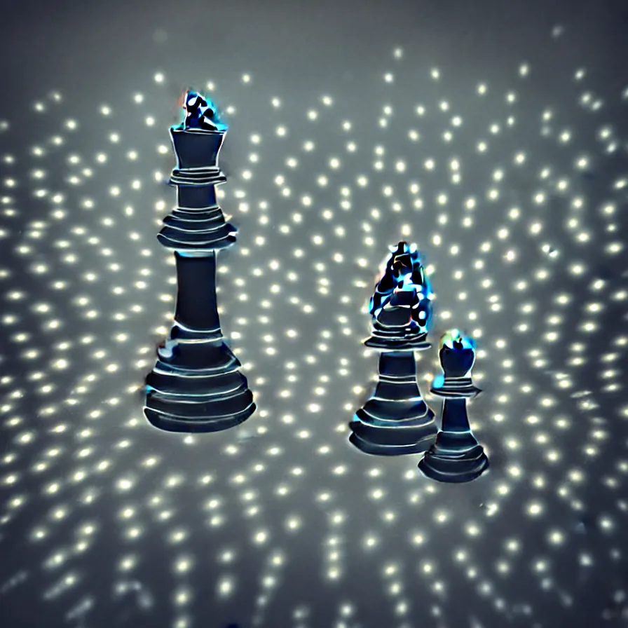 Image similar to vintage instamatic photo of a queen chess piece made of lights, bio mechanical, puddles, isometric 3 d, smooth 3 d illustration, cinematic matte painting, volumetric lighting,