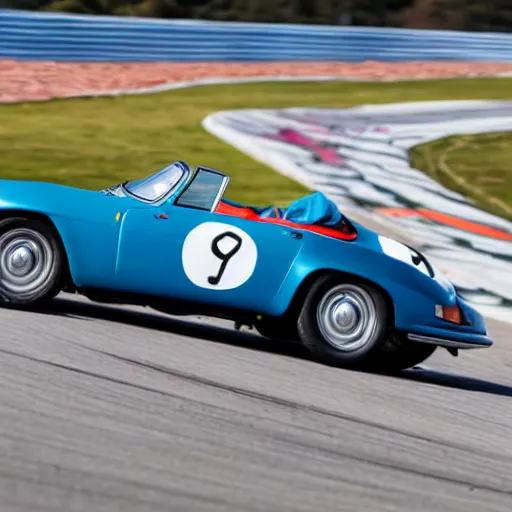 Prompt: a 1 9 6 0 porsche 7 1 8 rs 6 0 driving on a race track