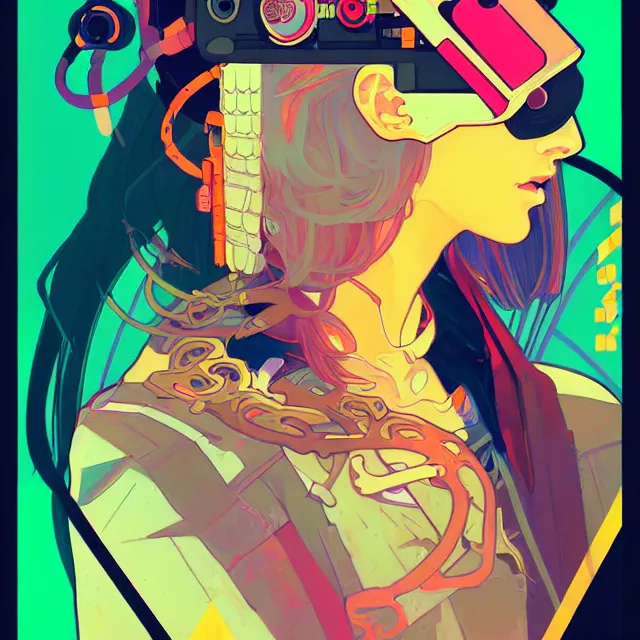 Prompt: a beautiful painting of a cyberpunk blindfolded girl by sachin teng and pascal blanche and alphonse mucha! and michael andrew nash and josan gonzalez!. in style of conceptual art. colorful comic, film noirs, brush stroke, vibrating colors, hyper detailed. octane render. trending on artstation