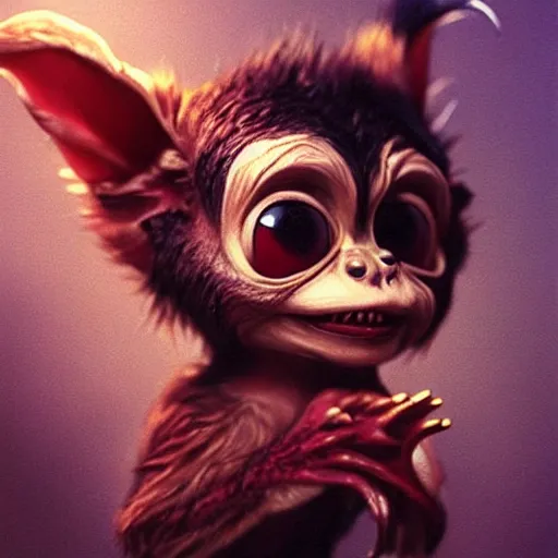 Prompt: very cute gizmo the mogwai gremlin in the movie gremlins ( 1 9 8 4 ), award winning creature portrait photography, extremely detailed, artstation, 8 k, sensual lighting, incredible art, wlop, artgerm