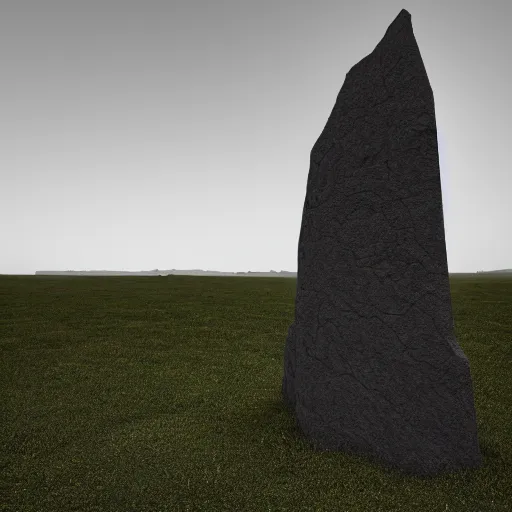 Image similar to A Tapered Stone Monolith Points to the overcast sky, Digital Art, Rendering, 8k, Highly Detailed