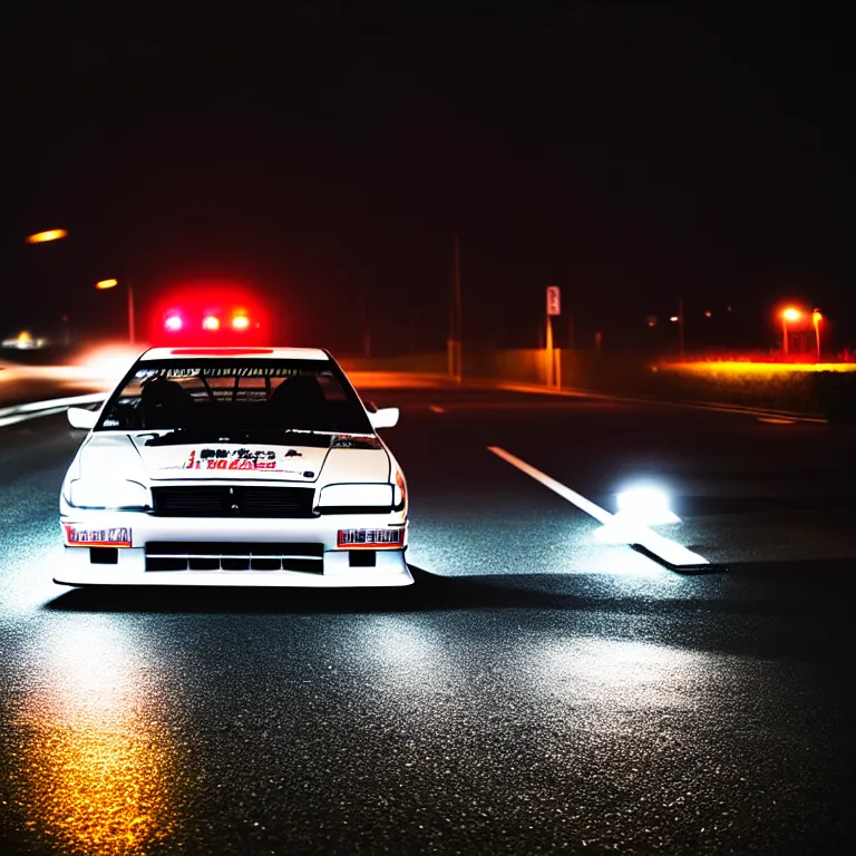 Prompt: close-up-photo JZX90 twin turbo drift middle of empty street, misty kanagawa prefecture, night, cinematic color, photorealistic, highly detailed,