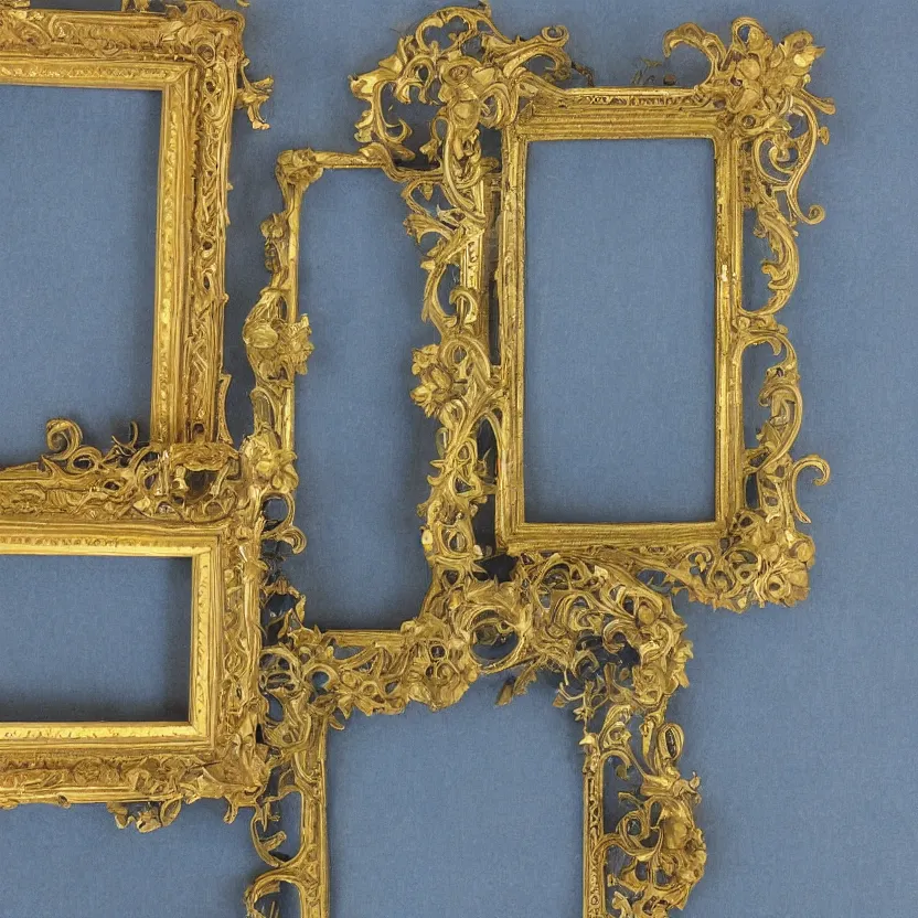 Image similar to blue and gold baroque frame