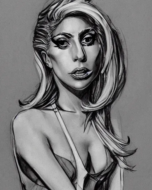 Prompt: lady gaga, court room sketch, fine details, concept art, extremely detailed, black and white, very sharp, in the style of elizabeth williams