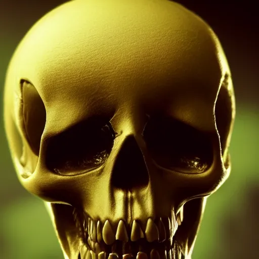 Image similar to realistic photo of a skull of a weird alien creature, intricate, bones, photorealistic, ultra detailed, realistic, 35mm, photography, octane, high definition, depth of field, bokeh, 8k, artstation