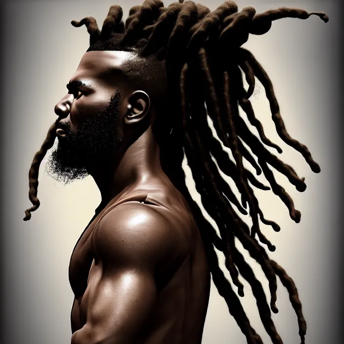 Image similar to hyperrealistic mixed media portrait of an overweightblack man with dreads wearing a gi, doing karate form on a mat, martial arts, 8 k octane beautifully detailed render, post - processing, extremely hyperdetailed, trending on artstation