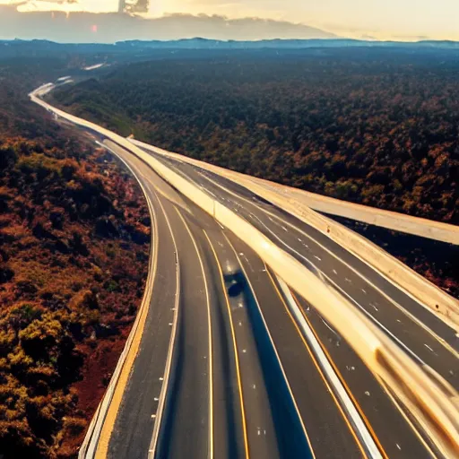 Image similar to an epic cinematic 8K HD movie shot of a highway