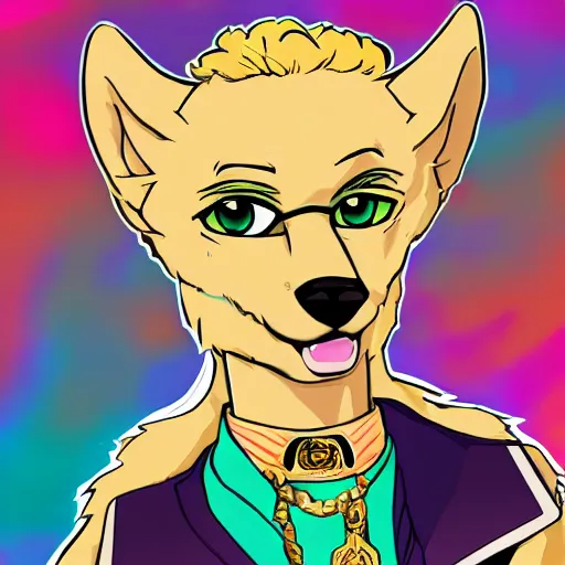 Prompt: giorno giovanna's fursona, furaffinity style, detailed