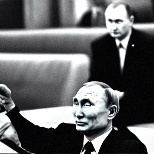 Image similar to 35mm photo of kim jong putin