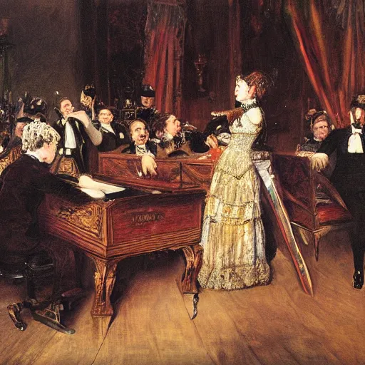 Image similar to a painting of a band show by Adolph Menzel