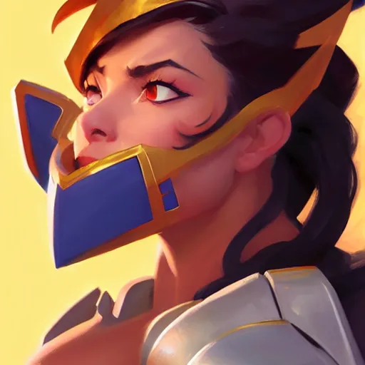 Image similar to Greg Manchess portrait painting of SheRa as Overwatch character, medium shot, asymmetrical, profile picture, Organic Painting, sunny day, Matte Painting, bold shapes, hard edges, street art, trending on artstation, by Huang Guangjian and Gil Elvgren and Sachin Teng