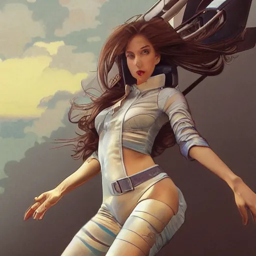 Image similar to F14B fighter jet Gajinka small human girl , highly detailed, digital pencil painting, anime, cartoonish, hybrid human / aircraft, female wearing aircraft parts, sharp focus, illustration, art by artgerm and greg rutkowski and alphonse mucha