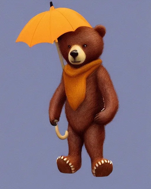 Image similar to autumn a bear with an umbrella by samuel smith trending on artstation