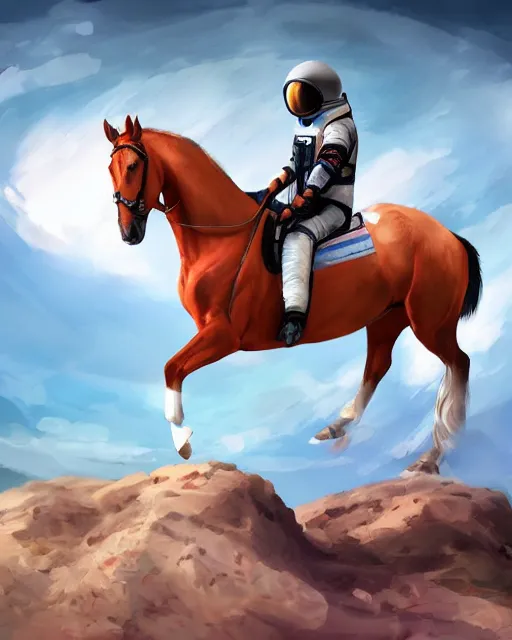 Image similar to horse sitting on top of on top of astronaut, artstation