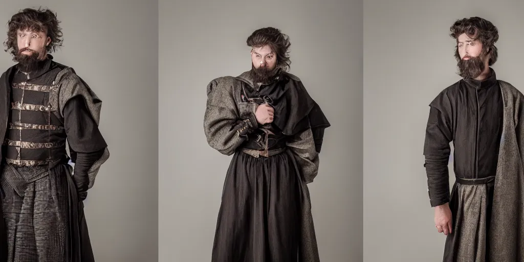 Image similar to photo of a designer menswear fashion jacket slightly inspired by medieval clothing, studio lighting, sigma 50mm, ƒ/8