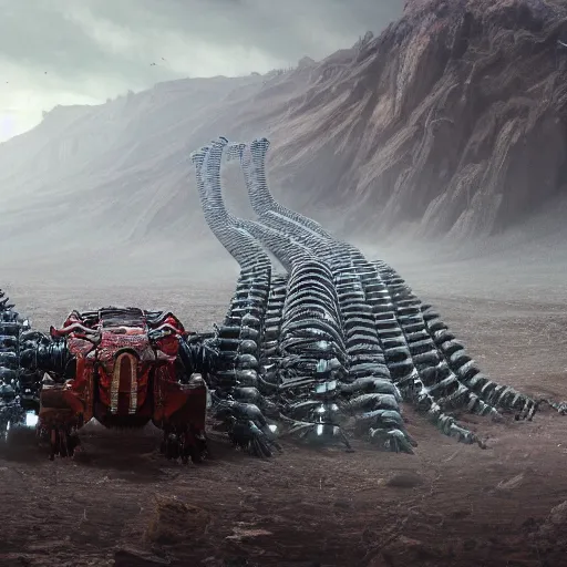 massive centipede robot the size of a mountain made of | Stable ...