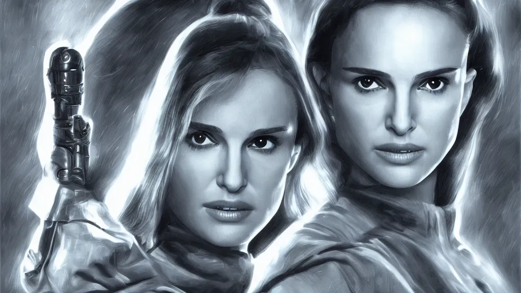 Image similar to natalie portman in star wars (1977), digital art