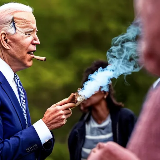 Image similar to a photo of joe biden smoking a cigar