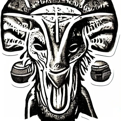 Prompt: a sticker of moloch