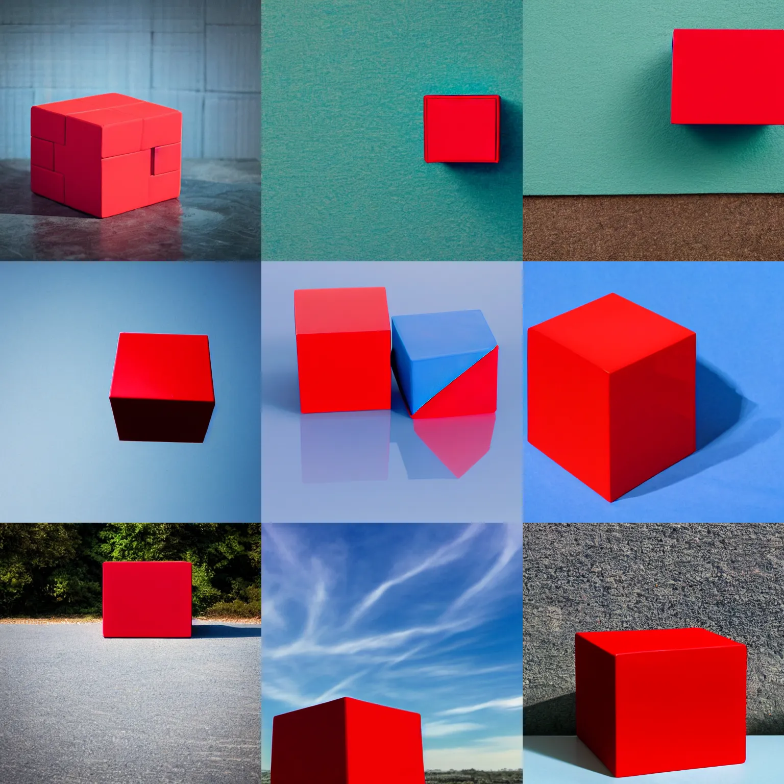 Image similar to a red cube on top of a blue cube