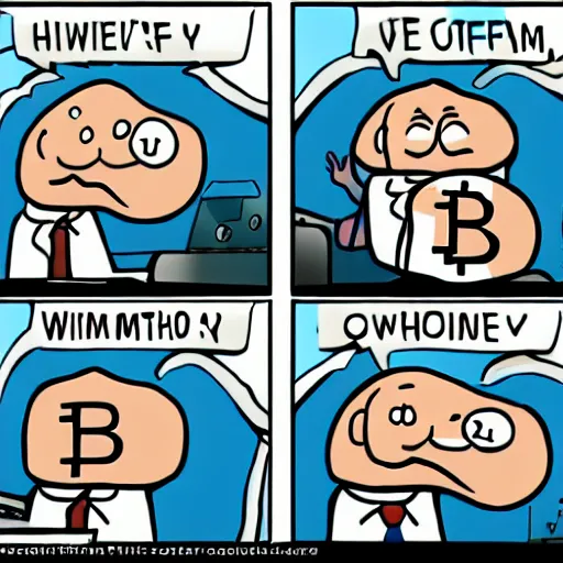 Prompt: doctor swimming in bitcoin, high quality cartoon