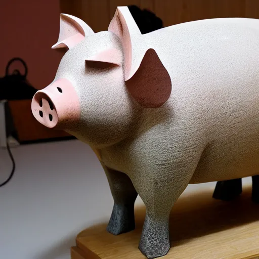 Image similar to sculpture of a pig, work in progress