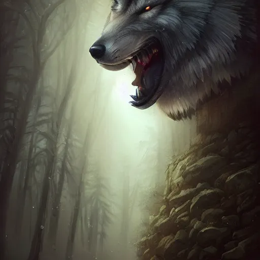 Image similar to wolf by anna podedworna, trending on artstation