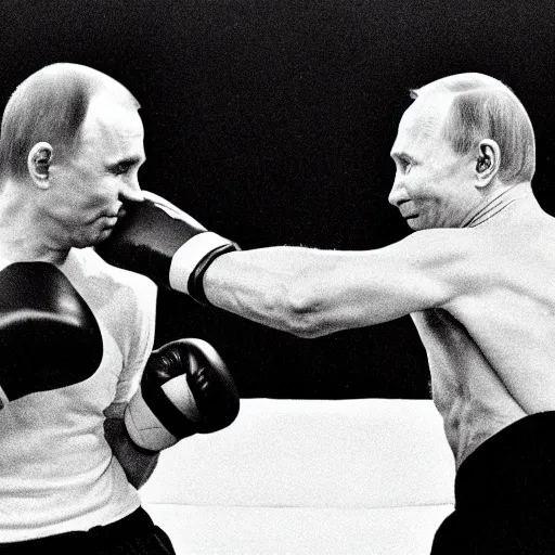 Image similar to biden boxing vladimir putin, newspaper photograph