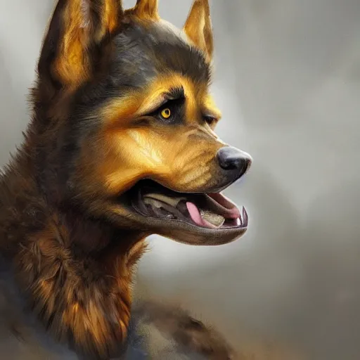 Image similar to a humanoid german shepherd beast - man posing as a eagle scout, highly detailed, digital painting, artstation, concept art, smooth, sharp focus, illustration, art by wlop