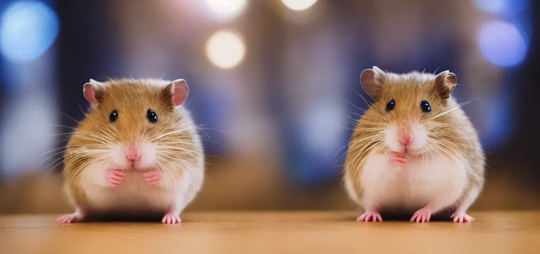 Prompt: Hamster wearing VR bokeh