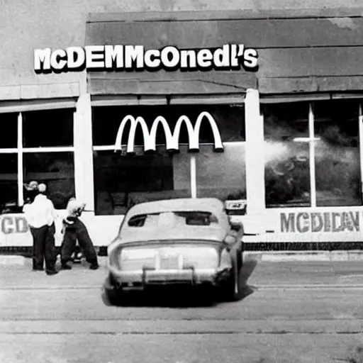 Prompt: mcdonalds gets nuked, historical photograph