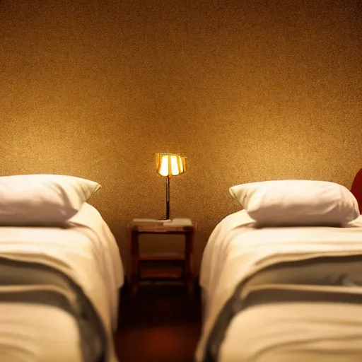 Image similar to two beds on a date in china, long shot, digital art, detailed, bokeh, depth of field, glows,