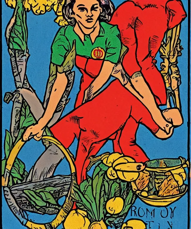Image similar to ryder - waite commodity fetishism marxist tarot card
