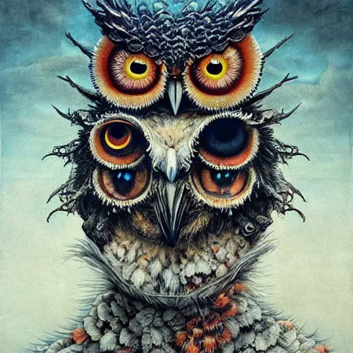 A beautiful detailed horror painting 'Owl with galaxy | Stable ...