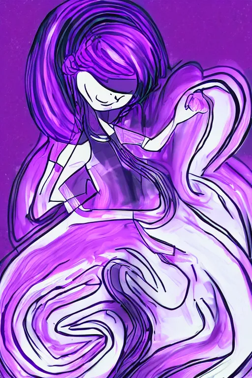 Prompt: digital drawing of JaidenAnimations\'s cartoon avatar, abstract purple lighting, intricate, elegant, somber, somewhat detailed, digital painting, cartoon, smooth, sharp focus, illustration